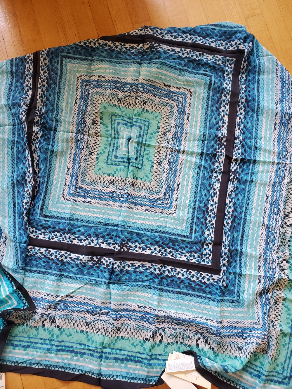 (nwt) Gottex Silk Blue Teal Snake Print Sarong - Size OS